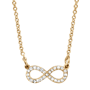 COLLIER VERMEIL FORME HUIT (INFINI) PETIT MODELE PIERRES BLANCHES SYNTHETIQUE 42+3CM