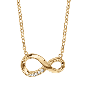 COLLIER VERMEIL FORME HUIT STYLISE (INFINI) PIERRES BLANCHES SYNTHETIQUE 42+3CM