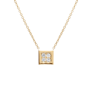 COLLIER VERMEIL CARRÉE OXYDES BLANCS SERTIS 40+4CM