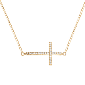 COLLIER VERMEIL GRANDE CROIX  COUCHEE OXYDES MICRO SERTIS 43+2CM