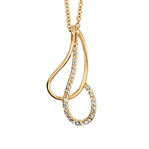 COLLIER VERMEIL PENDENTIF GOUTTE EVIDEE CROISEE OXYDES BLANCS SERTIS 40+4CM