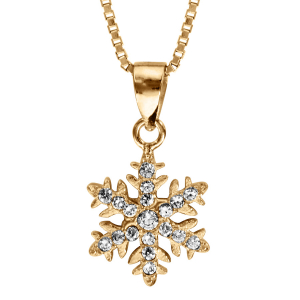 COLLIER VERMEIL PENDENTIF FLOCON DE NEIGE 42+3CM