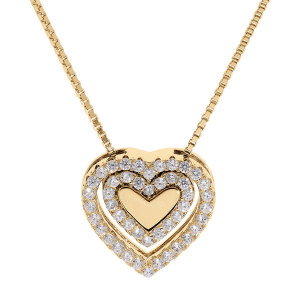 COLLIER VERMEIL COEUR OXYDES BLANCS 41+3CM
