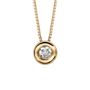 COLLIER VERMEIL PENDANT ROND OXYDE BLANC SERTI 41,5CM