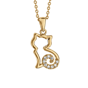 COLLIER VERMEIL CHAT STYLISE OXYDES BLANCS 40+4CM