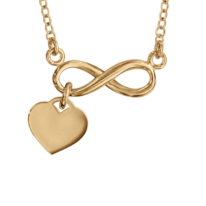 COLLIER VERMEIL MOTIF INFINI ET PAMPILLE COEUR 40+5CM