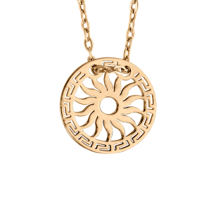 COLLIER VERMEIL PETIT PENDENTIF ROND MOTIF DECOUPE SOLEIL 40+5CM