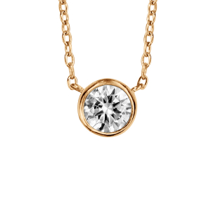 COLLIER VERMEIL SOLITAIRE SERTI CLOS DIAM 5MM 40+4CM