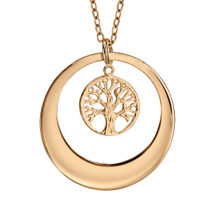 COLLIER VERMEIL RONDELLE AVEC ARBRE DE VIE 40+5CM