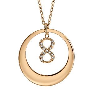 COLLIER VERMEIL RONDELLE AVEC INFINI OXYDES BLANCS SERTIS 40+5CM