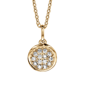 COLLIER VERMEIL PENDENTIF ROND OXYDES BLANCS SERTIS  42+3CM