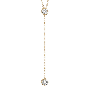 COLLIER VERMEIL FORME Y 2 RONDS OXYDES BLANCS SERTIS CLOS 41+5CM