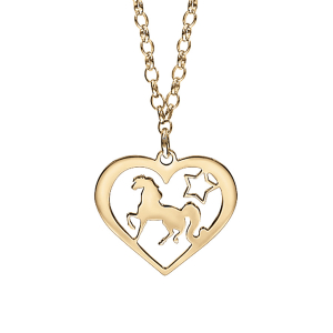 COLLIER VERMEIL PENDENTIF COEUR AJOURE LICORNE 40+5CM