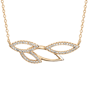 COLLIER VERMEIL FEUILLAGE AJOURE OXYDES BLANCS SERTIS 40+4CM