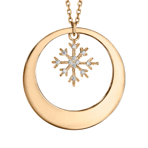 COLLIER VERMEIL CERCLE AVEC MOTIF FLOCON DE NEIGE 42+3CM