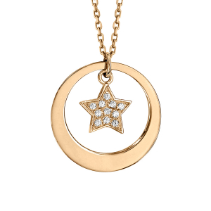 COLLIER VERMEIL PETIT CERCLE AVEC MOTIF ETOILES OXYDES BLANCS SERTIS 40+5CM