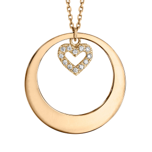 COLLIER VERMEIL CERCLE AVEC MOTIF COEUR OXYDES BLANCS SERTIS 42+3CM