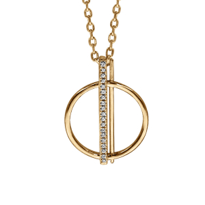 COLLIER VERMEIL CERCLE ET BARETTE OXYDES BLANCS SERTIS 42+3CM