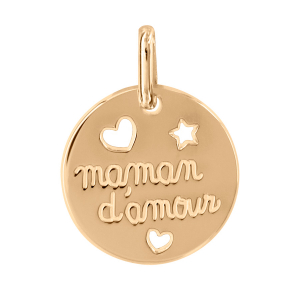 PENDENTIF VERMEIL maman d'amour COEURS DECOUPES