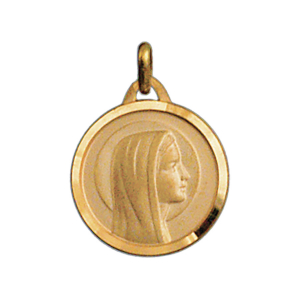 MEDAILLE RONDE AVEC VIERGE 18MM VERMEIL