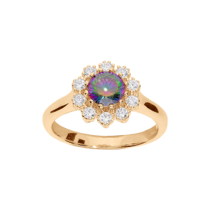 BAGUE VERMEIL OXYDE ARC EN CIEL MYSTIQUE CONTOUR OXYDES BLANCS SERTIS