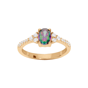 BAGUE VERMEIL OXYDE ARC EN CIEL MYSTIQUE CONTOUR OXYDES BLANCS SERTIS