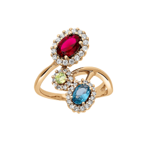 BAGUE VERMEIL CROISEE MULTICOULEUR