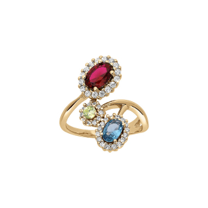 BAGUE VERMEIL CROISEE MULTICOULEUR