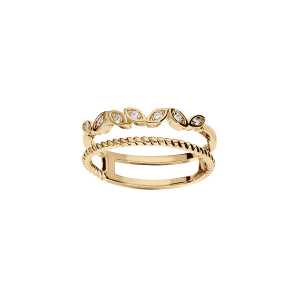BAGUE VERMEIL DOUBLE 1 TORSADE FINE 1 RANG OXYDES BLANCS SERTIS