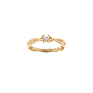 BAGUE VERMEIL PLATINÉ CROISÉE SOLITAIRE OXYDE BLANC SERTI 4 GRIFFES