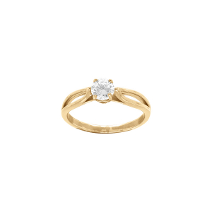 BAGUE VERMEIL PLATINÉ SOLITAIRE OXYDE BLANC SERTIS 4 GRIFFES