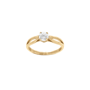 BAGUE VERMEIL PLATINÉ SOLITAIRE OXYDE BLANC SERTIS 4 GRIFFES