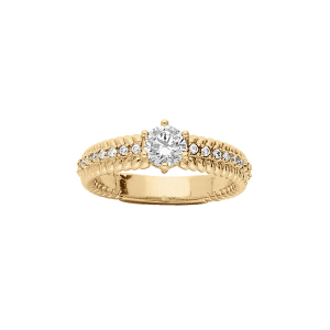 BAGUE VERMEIL SOLITAIRE OXYDES BLANCS SERTIS