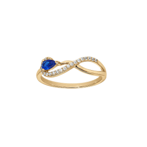 BAGUE VERMEIL INFINI OXYDES BLANCS SERTIS PIERRE SYNTHETIQUE BLEU