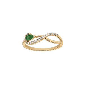 BAGUE VERMEIL INFINI OXYDES BLANCS SERTIS ET VERT