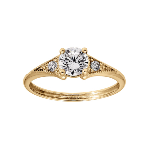 BAGUE VERMEIL SOLITAIRE OXYDE BLANC SERTI 4 GRIFFES