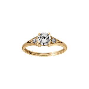 BAGUE VERMEIL SOLITAIRE OXYDE BLANC SERTI 4 GRIFFES