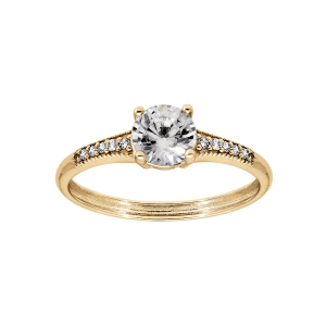 BAGUE VERMEIL SOLITAIRE OXYDE BLANC SERTI 4 GRIFFES