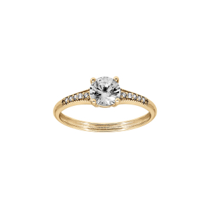 BAGUE VERMEIL SOLITAIRE OXYDE BLANC SERTI 4 GRIFFES