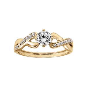 BAGUE VERMEIL CROISÉE SOLITAIRE OXYDE BLANC SERTI 4 GRIFFES