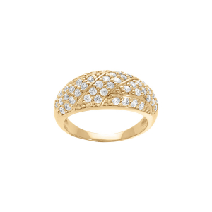 BAGUE VERMEIL GRAND DIAMETRE PAVÉ OXYDES BLANCS SERTIS