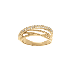 BAGUE VERMEIL GRAND DIAMETRE CROISÉE OXYDES BLANCS SERTIS
