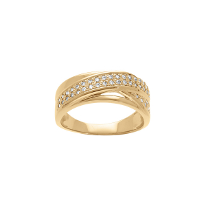 BAGUE VERMEIL GRAND DIAMETRE CROISÉE OXYDES BLANCS SERTIS