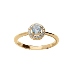 BAGUE VERMEIL TOPAZE BLEU VÉRITABLE ET CONTOUR OXYDES BLANCS SERTIS
