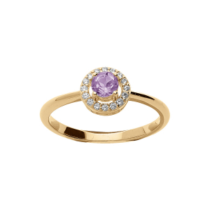 BAGUE VERMEIL AMETHYSTE VÉRITABLE ET CONTOUR OXYDES BLANCS SERTIS