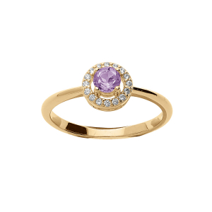 BAGUE VERMEIL AMETHYSTE VÉRITABLE ET CONTOUR OXYDES BLANCS SERTIS