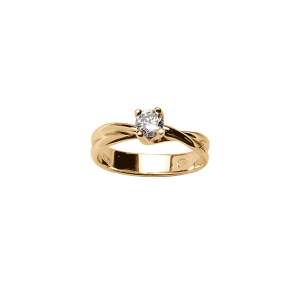 BAGUE VERMEIL CROISE SOLITAIRE 4 GRIFFES BLANC