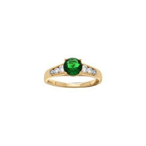 BAGUE VERMEIL OXYDE VERT ET OXYDES BLANCS SERTIS