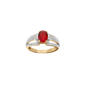 BAGUE VERMEIL OXYDE ROUGE ET OXYDES BLANCS SERTIS