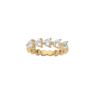 BAGUE VERMEIL 5 COEURS OXYDES BLANCS SERTIS
